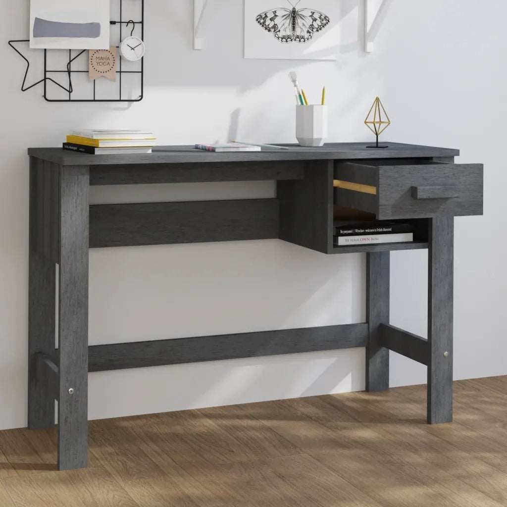 Scrivania | Tavolo da Ufficio HAMAR Grigio Scuro 110x40x75 cm in Legno di Pino