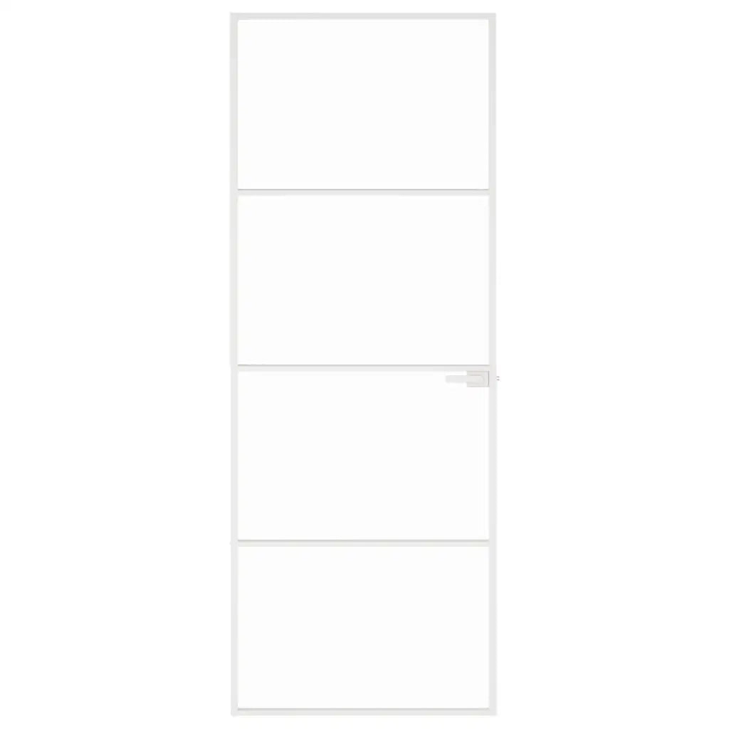 Porta Interna Bianca 76x201,5 cm Vetro Temperato Alluminio Slim 153666