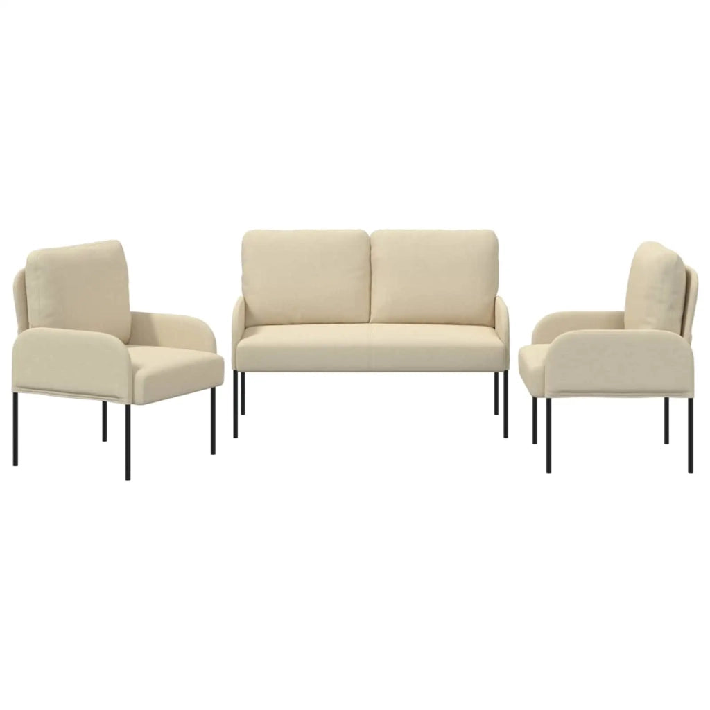 Set divani 3 pcs Crema 115 x 56 x 80 cm Legno compensato