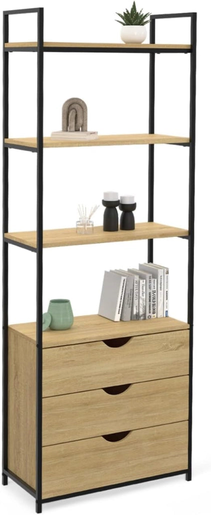 Libreria a 4 livelli con 3 cassetti DETROIT industrial design