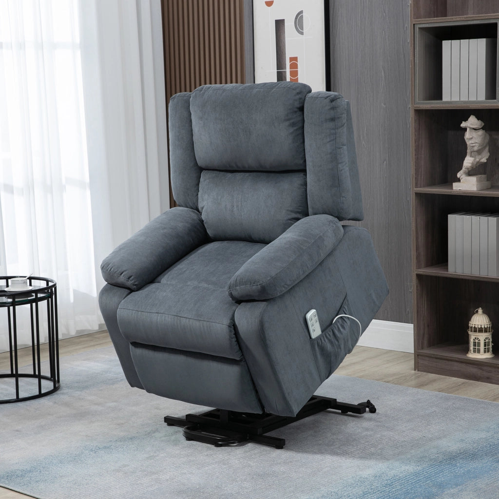 Poltrona relax alzapersona ¨C Xylo ¨C tessuto velluto grigio scuro reclinabile elettrica con telecomando 92x93x105