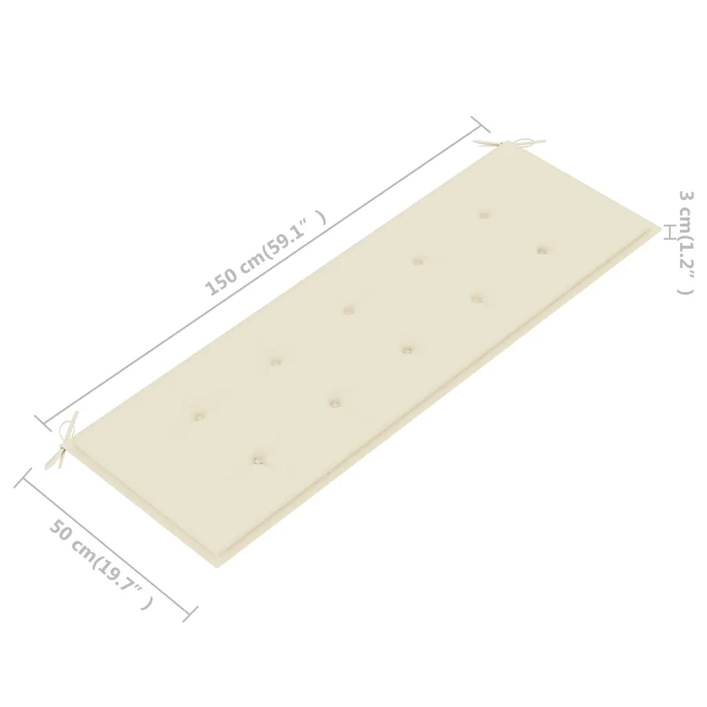 Panchina da Giardino | Panca da Giardino 3 Posti e Cuscino 150cm Massello Eucalipto