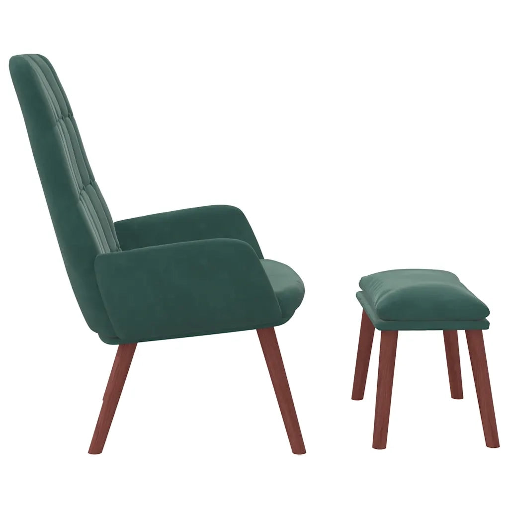 Poltrona Relax con Poggiapiedi Verde Scuro in Velluto 3315140
