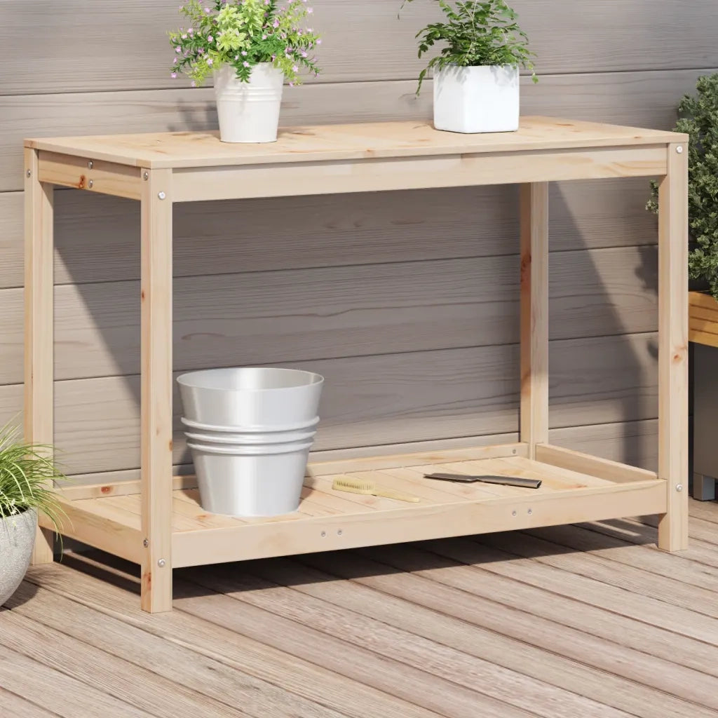 Tavolo Invaso con Ripiano 108x50x75 cm Legno Massello di Pino CFW4408584