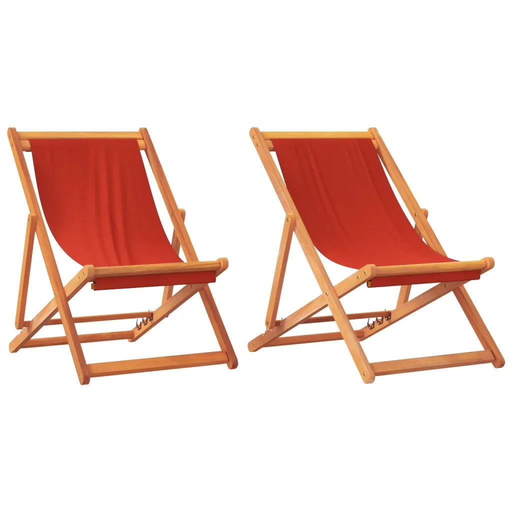 Sedie da Spiaggia Pieghevoli 2 pz | Sedie da Esterno in Tessuto Rosso