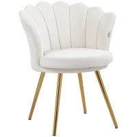 Sedia a Forma di Conchiglia Poltrona da Toeletta Sedia in Velluto Sedia da SaSet con Piedi in Metallo Dorato Crema