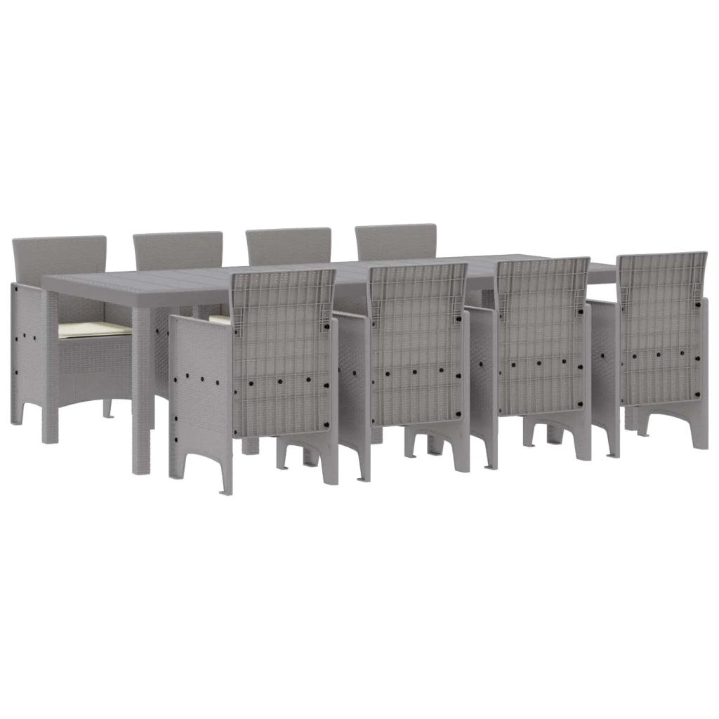 Set da Pranzo per Giardino 9 pcs Bianco Polipropilene
