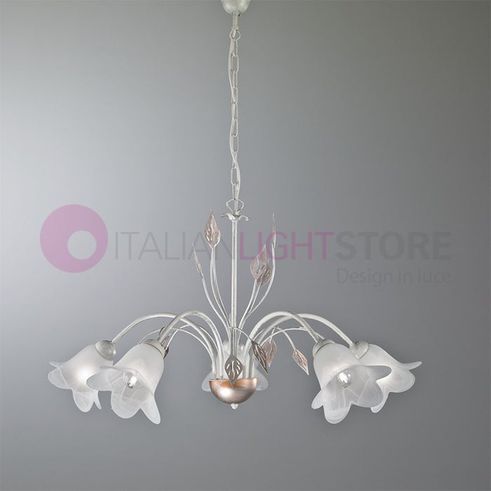 PIENZA Lampadario in Ferro Rustico a 5 Luci Stile Fiorentino