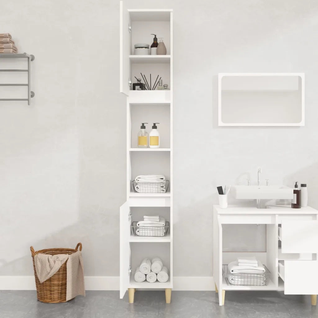 Armadietto da Bagno Bianco 30x30x190 cm in Legno Multistratocod mxl 105646