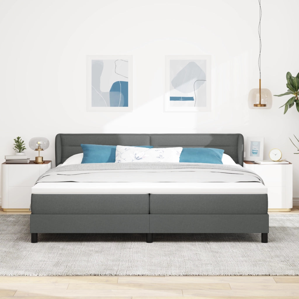 Letto a molle con materasso  grigio scuro 200x200 cm in tessuto