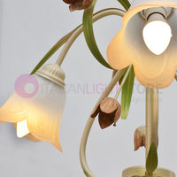 FLORA Lampadario a 3 Luci in Ferro Decorato Stile Floreale