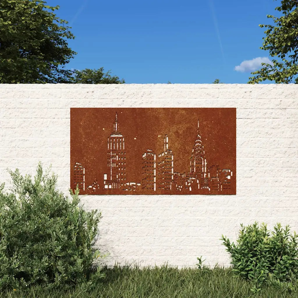 Decorazione Muro da Giardino 105x55cm Skyline in Acciaio Cortencod mxl 106677