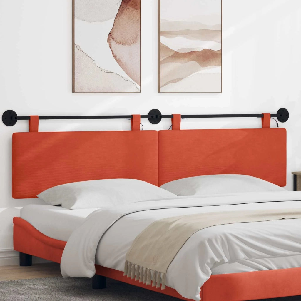 Testiera sospesa Con luce LED Rosso Arancio Tessuto in Cords