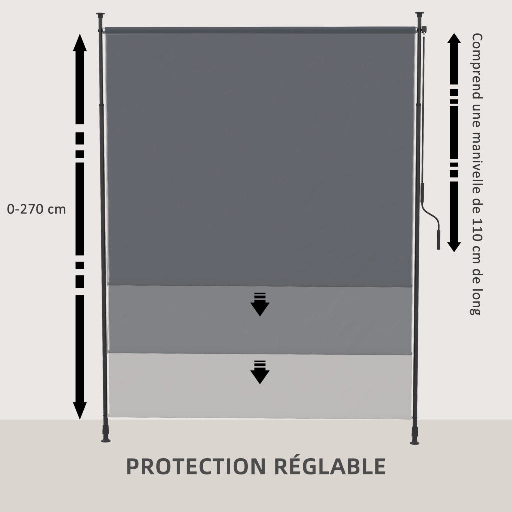 Tenda da balcone scorrevole ¨C zephmum ¨C grigio alluminio 200x305 cm