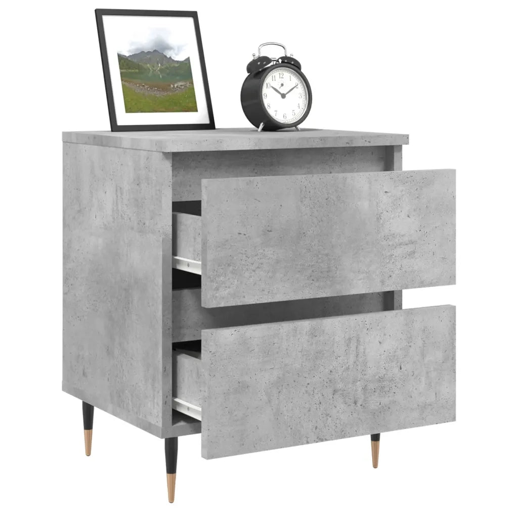 Comodino Grigio Cemento 40x35x50 cm in Legno Multistrato 826868