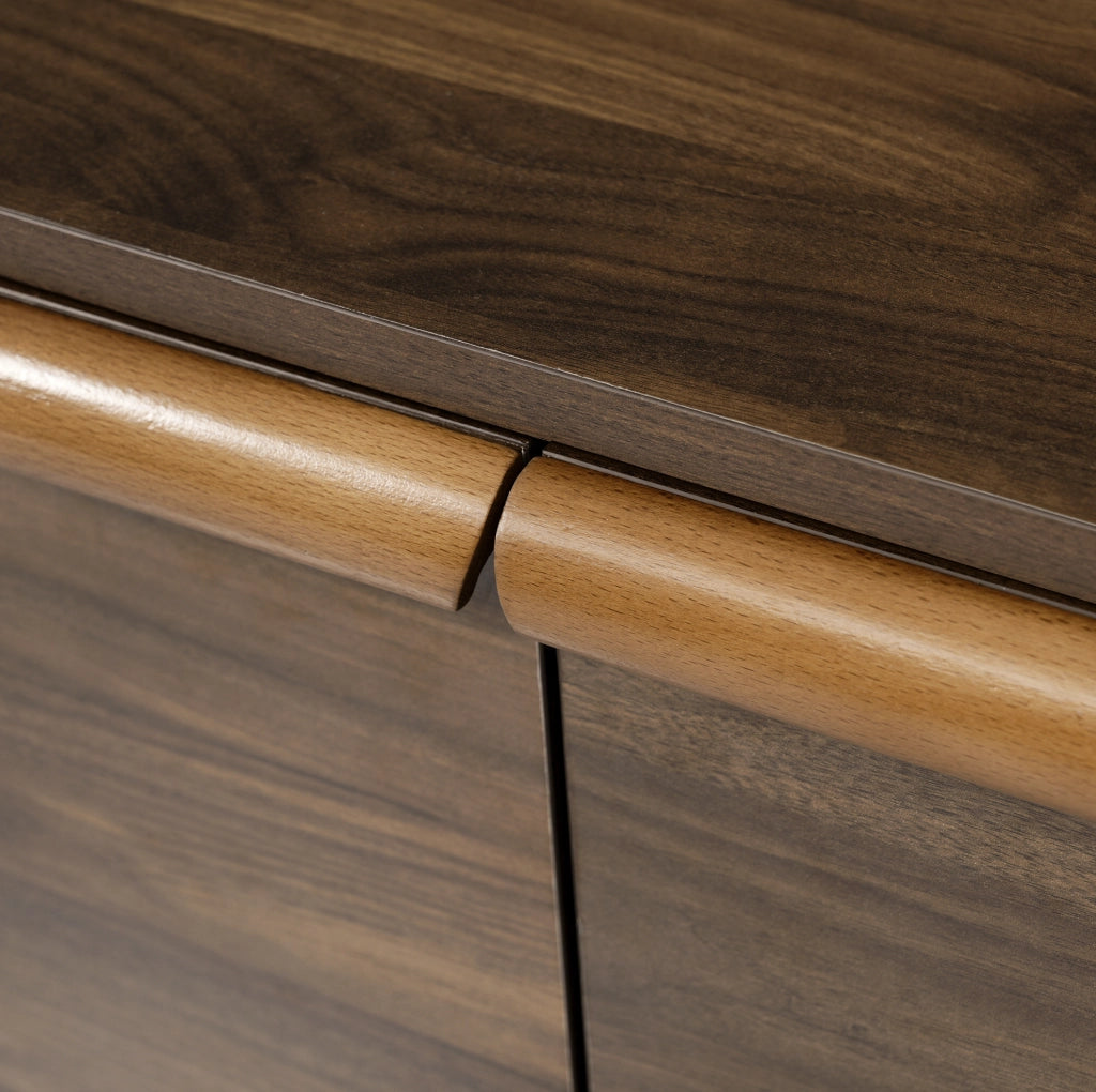 Comò 120x40x77 cm in MDF effetto rovere con 3 cassetti e doppia anta