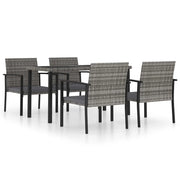 Set da Pranzo da Giardino 5 pz | Set Salotto da Giardino in Polyrattan Grigio
