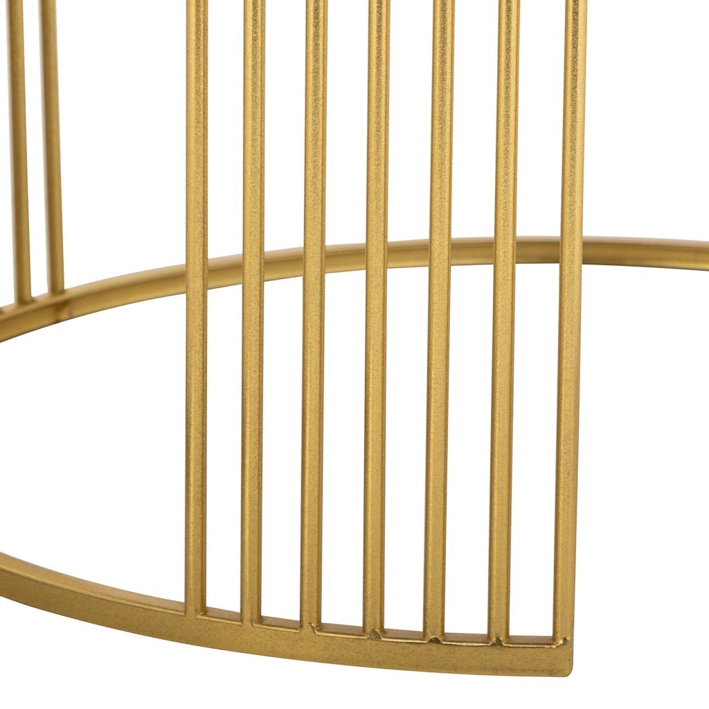 Tavolino rotondo in metallo dorato 80x80x48