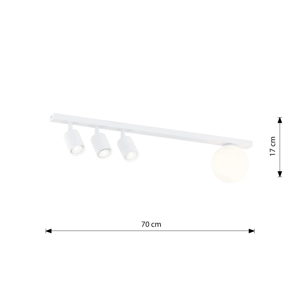 Plafoniera Minimal 4 Luci Sobek In Acciaio Bianco E14+Gu10