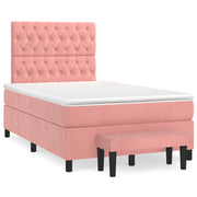 Giroletto a Molle con Materasso Rosa 120x190 cm in Velluto