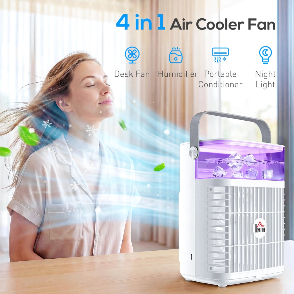 Ventilatore da Tavolo con 3 Velocit¨¤, Luce RGB e Testa Regolabile, Bianco