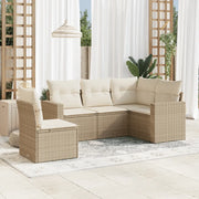 Set Divano da Giardino 5 pz con Cuscini Beige in Polyrattancod mxl 86958