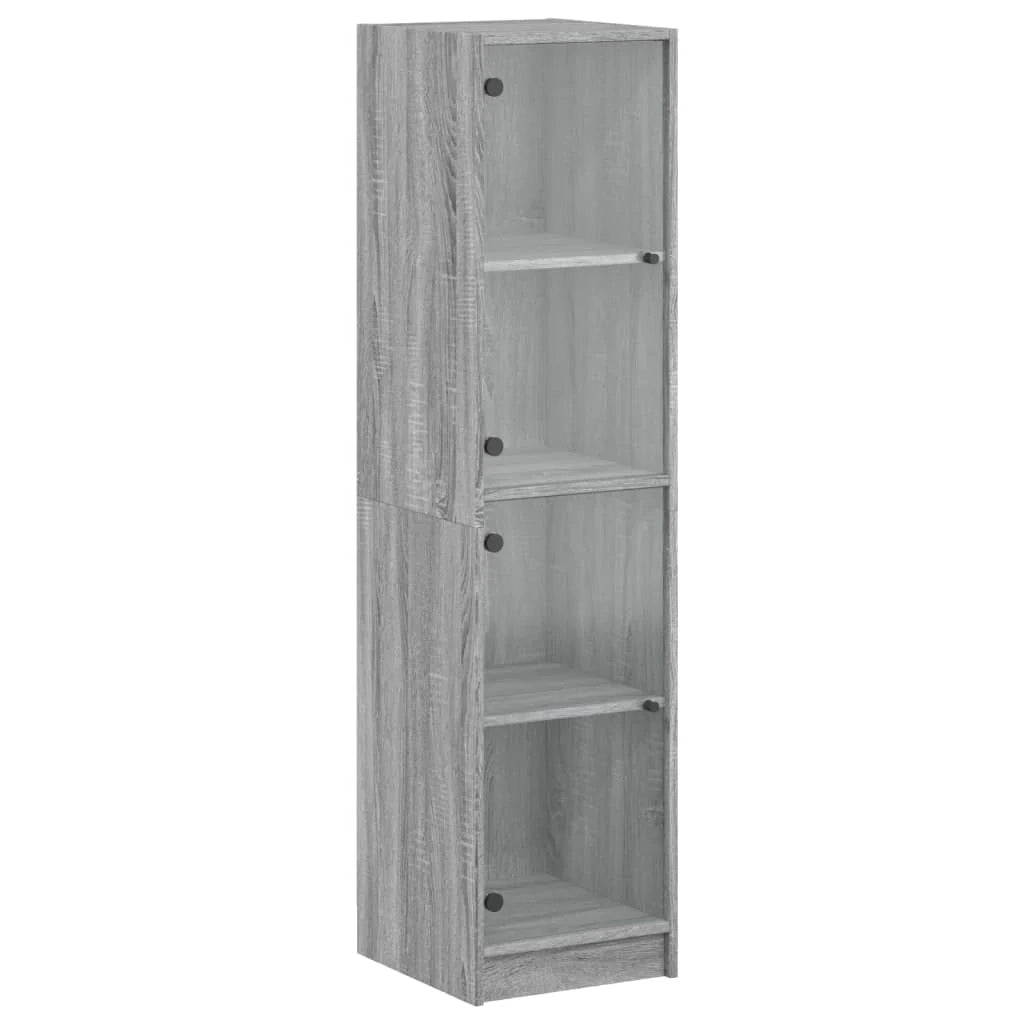 Buffet credenza cassettiera mobiletto mobile contenitore organizer per cucina soggiorno salotto con ante in vetro Sonoma 35 x 37 x 142 cm grigio 02_0030126