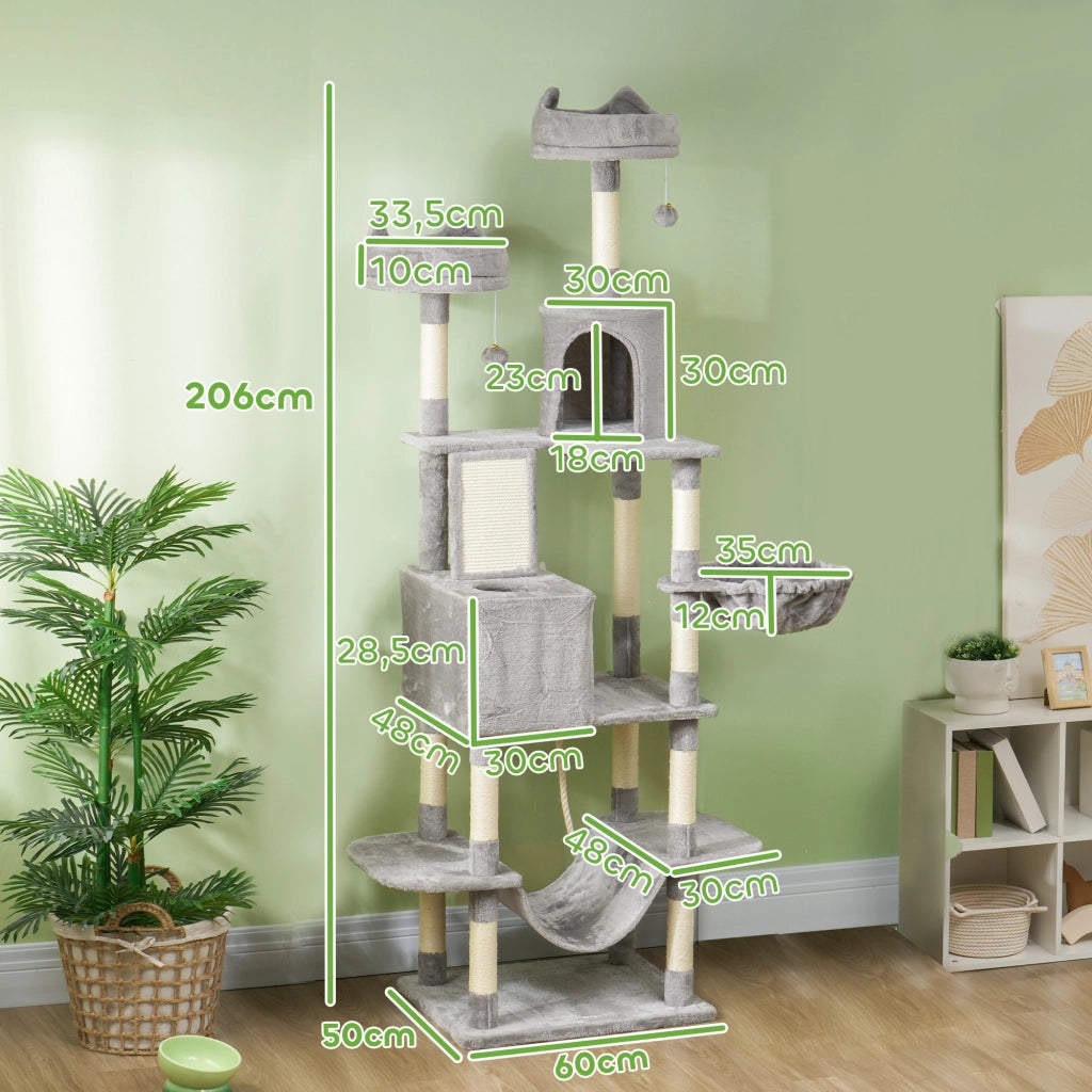 Albero tiragraffi per gatti grande ¨C zephmum ¨C grigio 206 cm