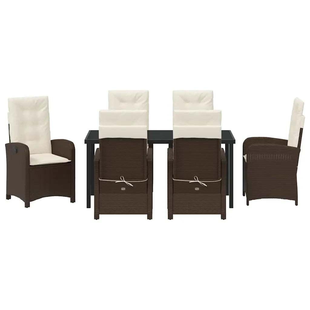 Set da Pranzo per Giardino con cuscino 7 pcs Marrone polyrattan 3380271