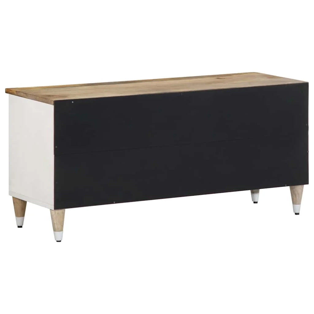 Mobile porta TV con cassetto e ripiani 100 x 33,5 x 46 cm pratico contenitore stile moderno legno di mango naturale 02_0057846