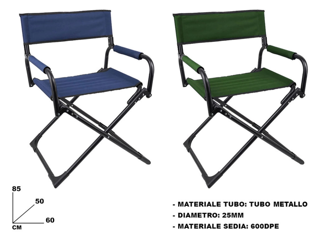 Sedia da Esterno Sedia da Regista Top 60x50x85 cm in Tessuto Oxford Colore Casuale
