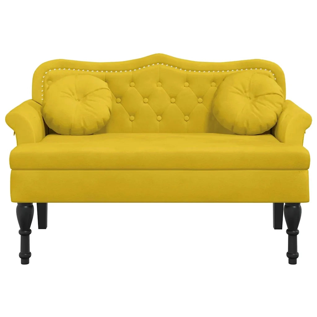 Panca con Cuscini Gialla 120,5x65x75 cm in Velluto CFW9683160
