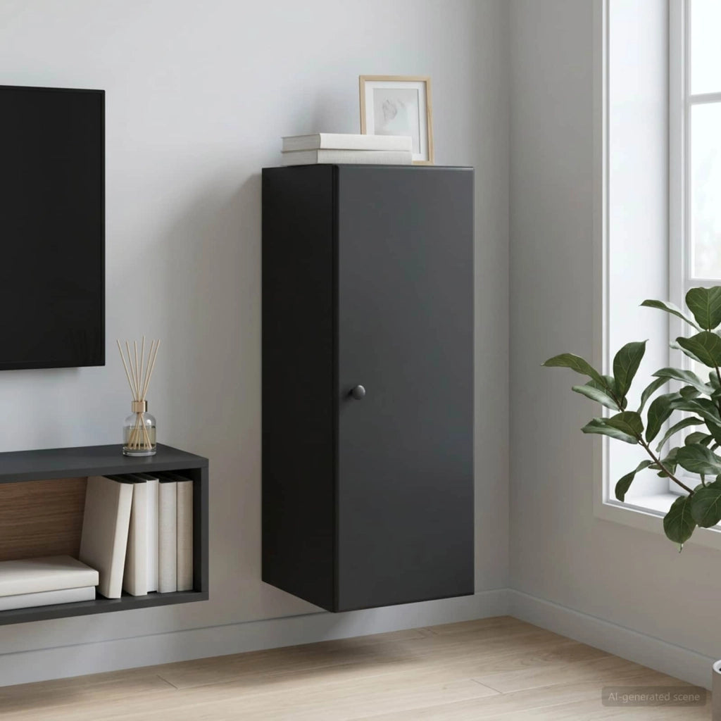 Mobiletto a muro 33 x 34,5 x 90 cm Legno ingegnerizzato Nero 899096