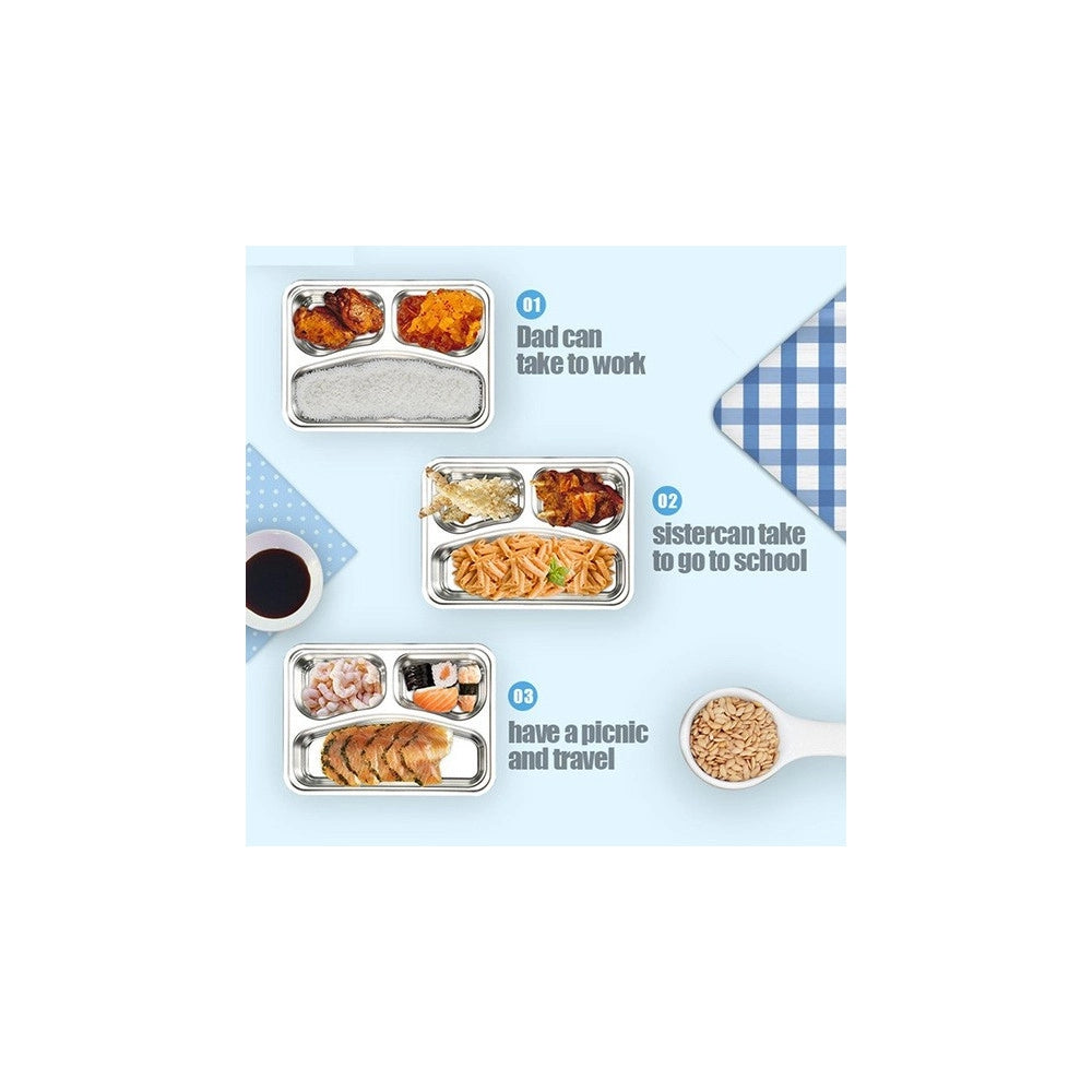 Trade Shop - Scaldavivande Elettrico Lunchbox Contenitore Porta Cibo 3 Scomparti +posate 40w -