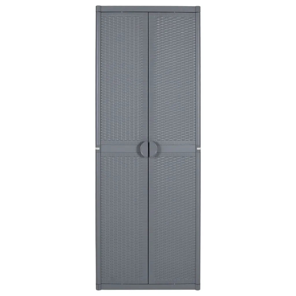 Armadio da Giardino Grigio 65x45x172 cm in Rattan PP 364063