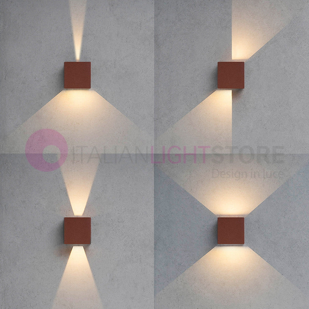 MARBELLA SQUARED CORTEN Faretto LED da Esterno Cubetto 10X10 Design Moderno IP65