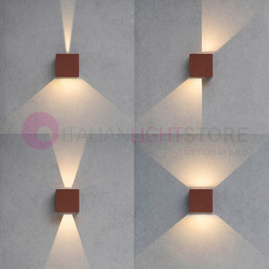 MARBELLA SQUARED CORTEN Faretto LED da Esterno Cubetto 10X10 Design Moderno IP65