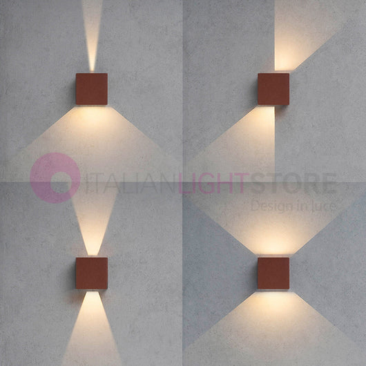 MARBELLA SQUARED CORTEN Faretto LED da Esterno Cubetto 10X10 Design Moderno IP65