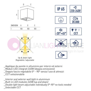 MARBELLA SQUARED CORTEN Faretto LED da Esterno Cubetto 10X10 Design Moderno IP65