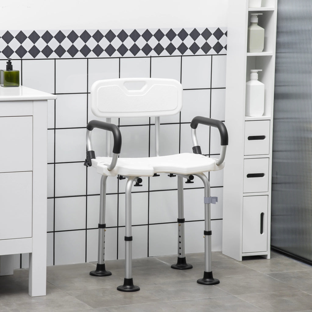 Sedia da Doccia Imbottita a U per Anziani e Disabili ¨C Xylo ¨C Bianco 54x52x70-82cm
