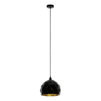 Sospensione Contemporanea Roccaforte Acciaio Nero Oro 1 Luce E27