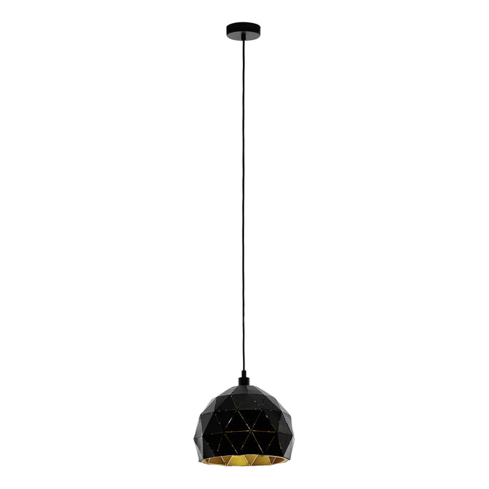 Sospensione Contemporanea Roccaforte Acciaio Nero Oro 1 Luce E27