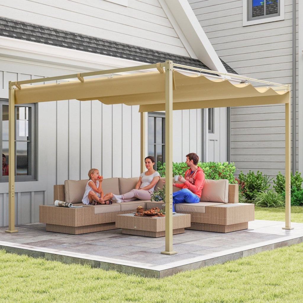 Pergola da giardino 3x3m con tetto retrattile ¨C zephmum ¨C kaki