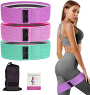Cinturino elastico per allenamento di forza, cinturino di resistenza in materiale tessile, 3 livelli di difficoltà, per allenamento di corpo/gambe/fianchi, Pilates yoga, con tasca di stoccaggio