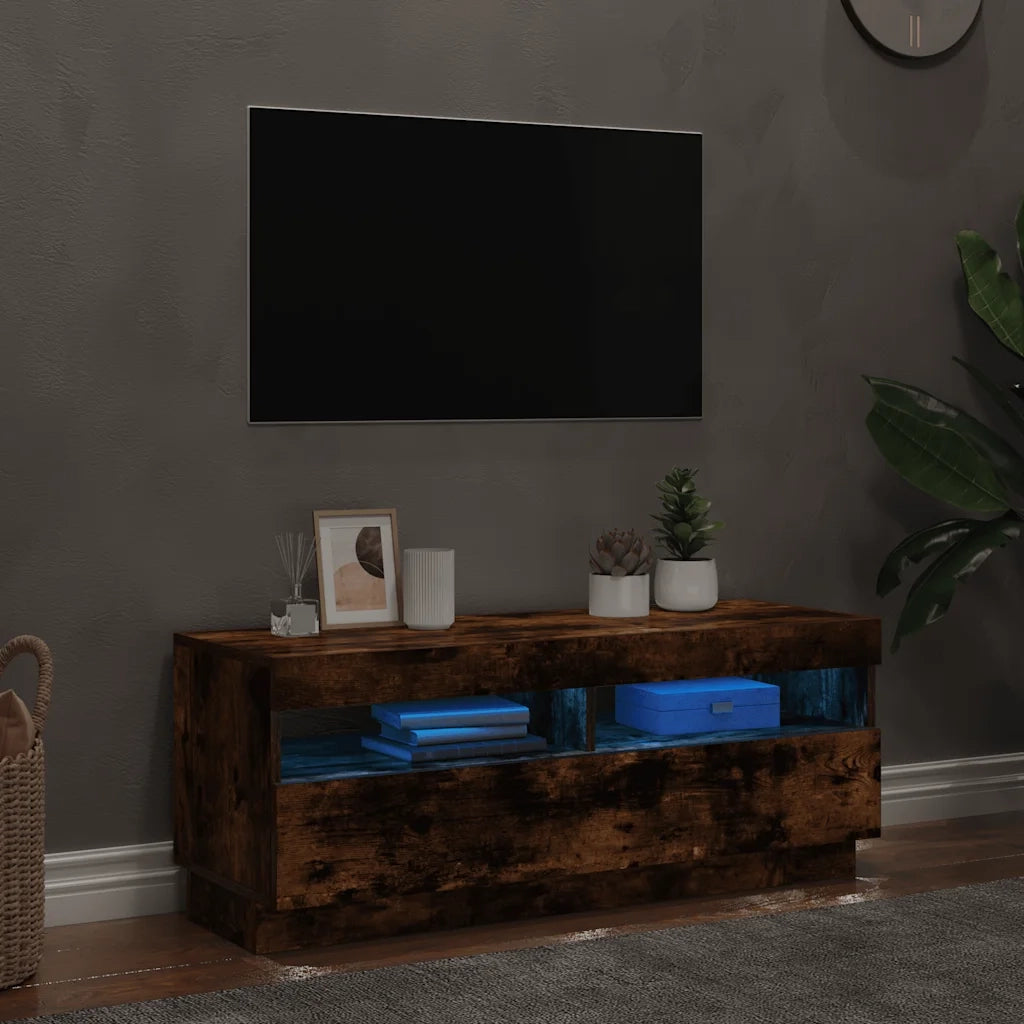 Mobile TV | Armadietto TV | Mobile Porta TV con Luci LED Rovere Fumo 100x35x40 cm
