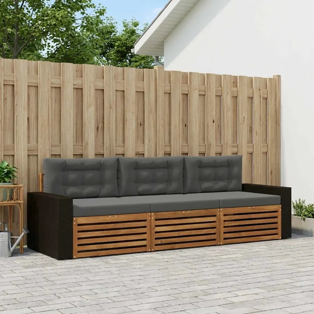 Set di divani da esterno 3 pcs Naturale e Antracite Poliestere