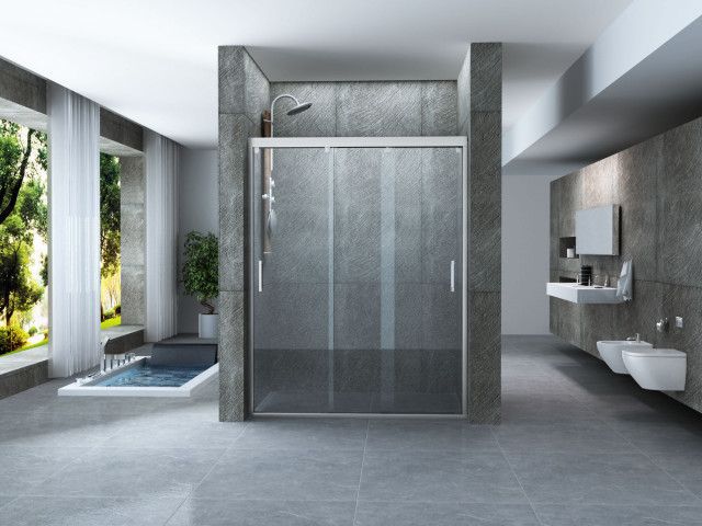 Box porta doccia nicchia in Cristallo 8 mm Trasparente 3 ante scorrevoli - Misura: 100 x h195 cm