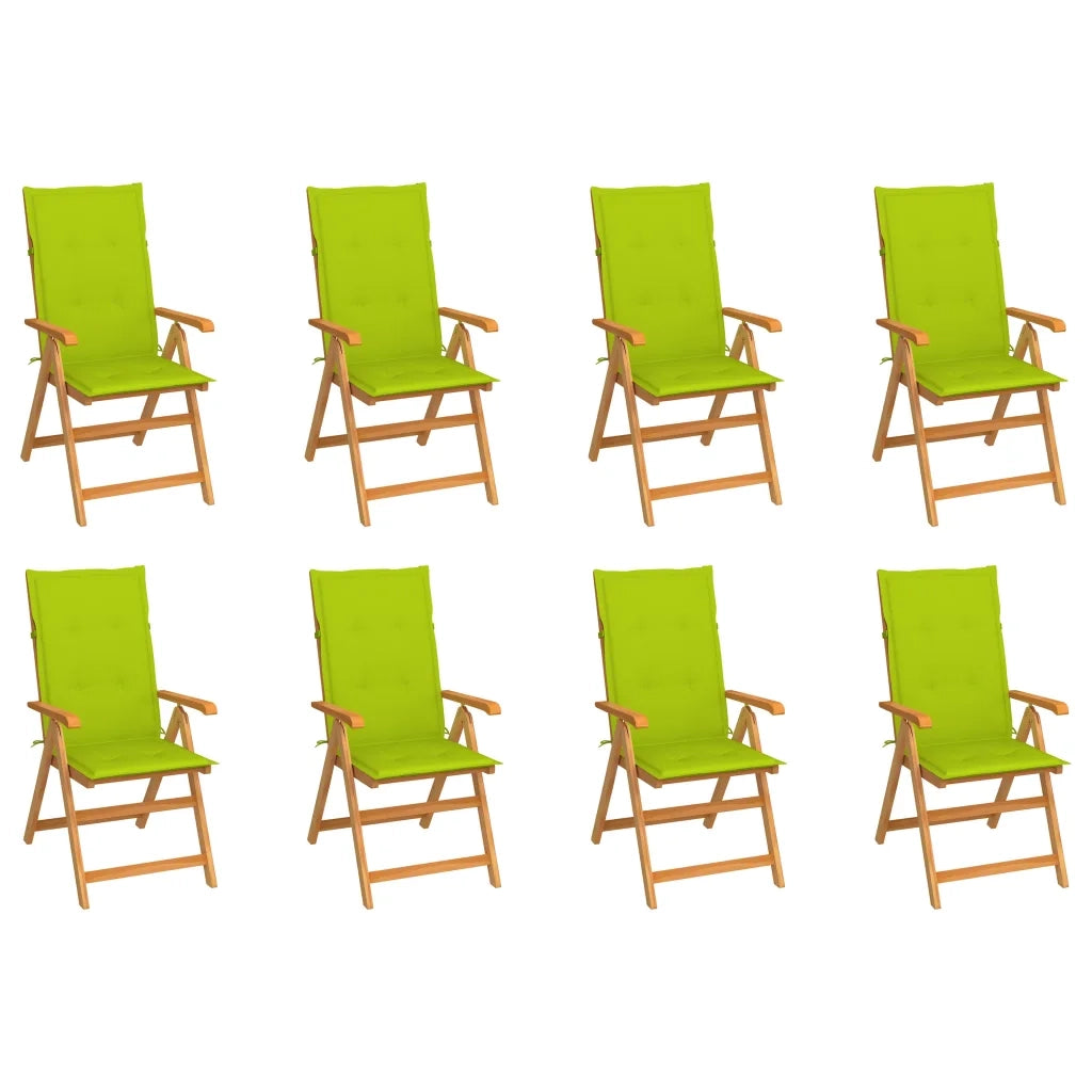 Sedie Reclinabili da Giardino con Cuscini 8 pz Massello di Teak cod mxl 75131