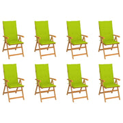 Sedie Reclinabili da Giardino con Cuscini 8 pz Massello di Teak cod mxl 75131