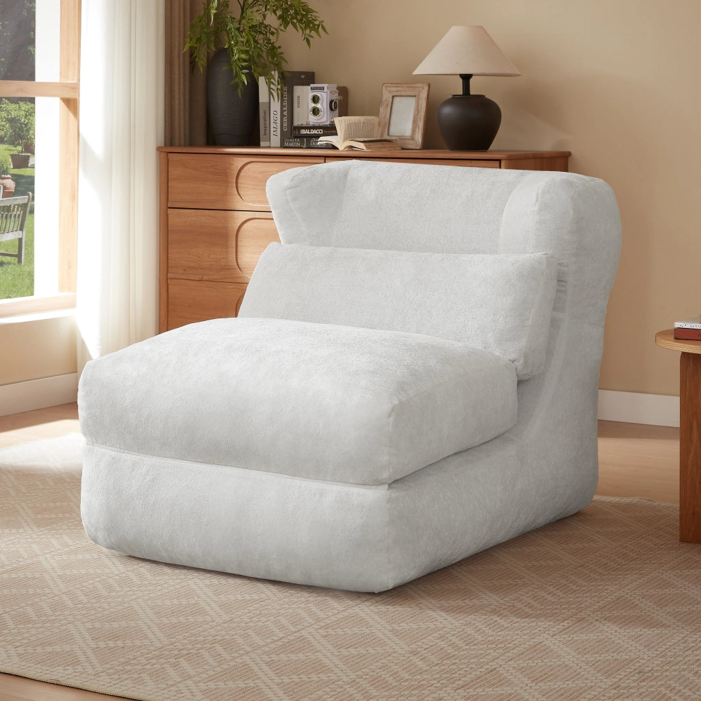Poltrona convertibile singola con design unico funzione poltrona e chaise longue in schiuma bianco 31 × 31 × 107 cm